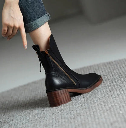 Jehanette Block Heel Ankle Boots with Side Zip