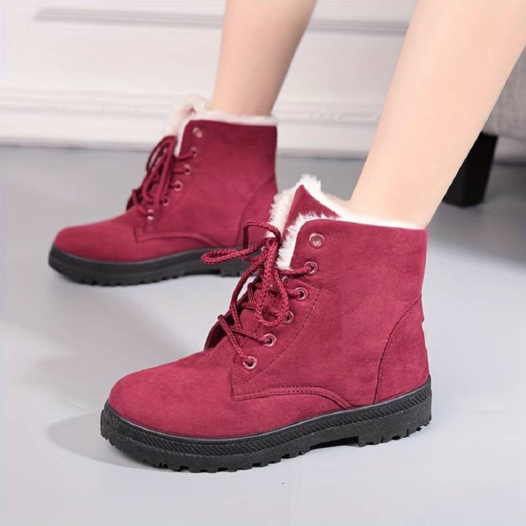 Isemberge Fur-Lined Lace-Up Ankle Boots for Winter