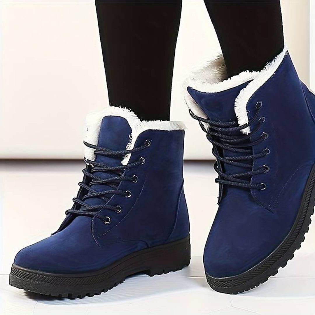 Isemberge Fur-Lined Lace-Up Ankle Boots for Winter