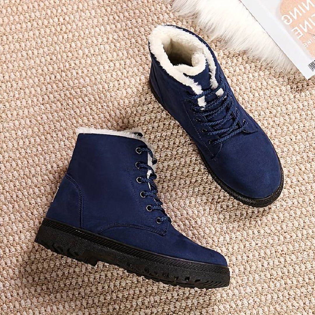 Isemberge Fur-Lined Lace-Up Ankle Boots for Winter