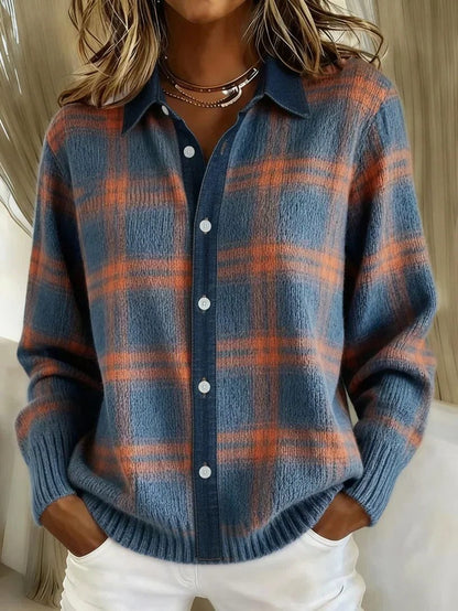 Sarra Plaid Button-Front Sweater