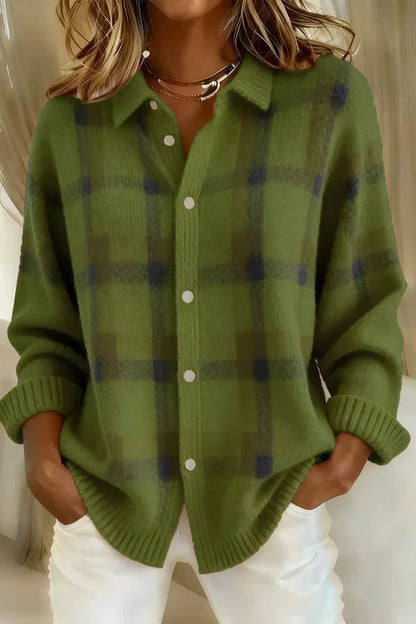 Sarra Plaid Button-Front Sweater