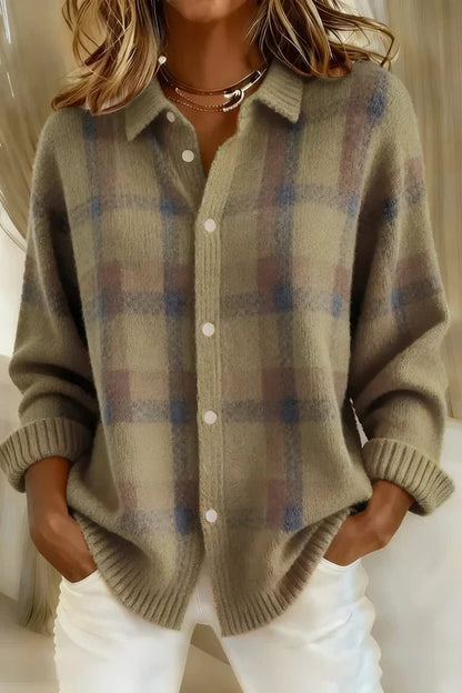Sarra Plaid Button-Front Sweater