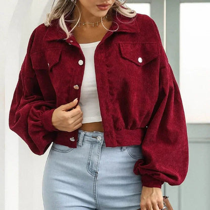 Eldegonde Corduroy Cropped Bomber Jacket