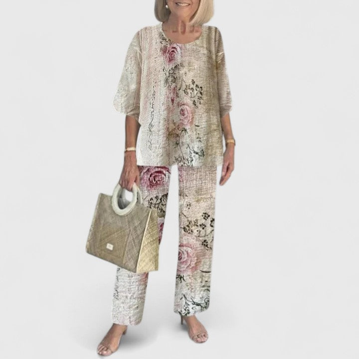 Vendula Floral Cropped Wide Leg Two-Piece Set