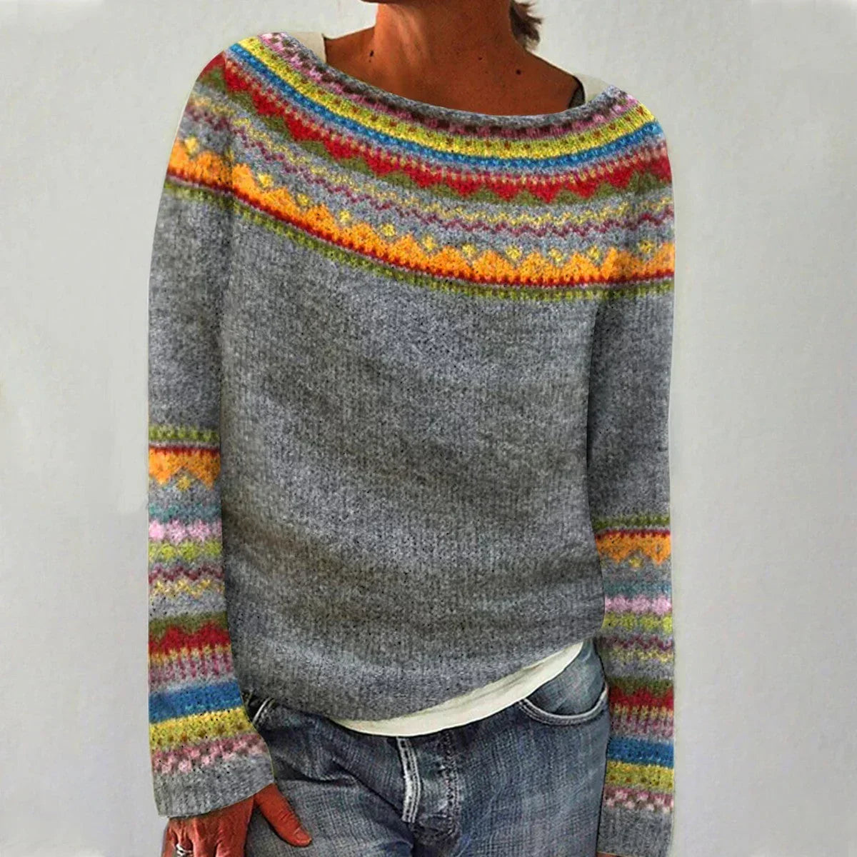 Ketevan Crew Neck Ribbed Knit Sweater
