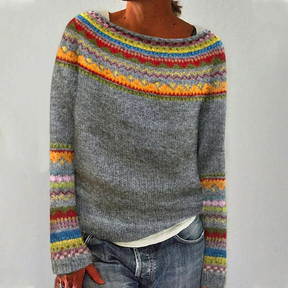 Ketevan Crew Neck Ribbed Knit Sweater