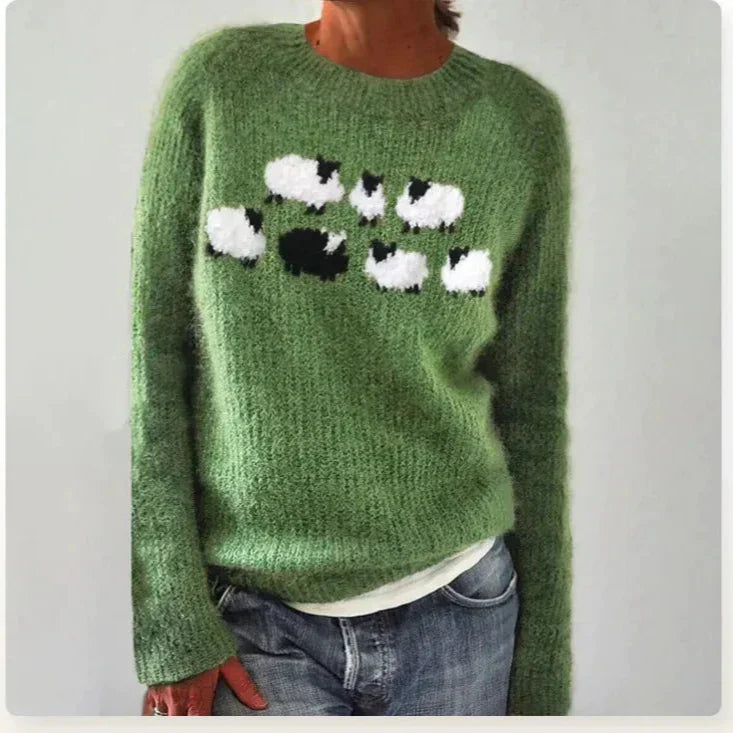 Ketevan Crew Neck Ribbed Knit Sweater