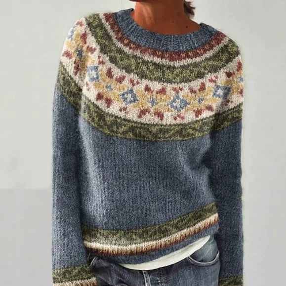 Ketevan Crew Neck Ribbed Knit Sweater