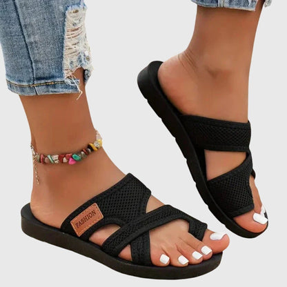 Avoise Woven Strappy Slide Sandals