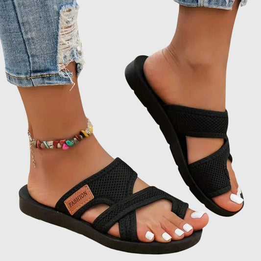 Avoise Woven Strappy Slide Sandals