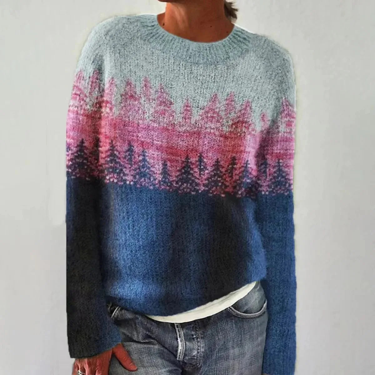 Ketevan Crew Neck Ribbed Knit Sweater
