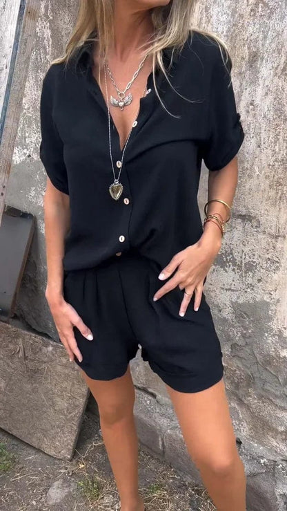Zarrin Button-Down Shorts Set