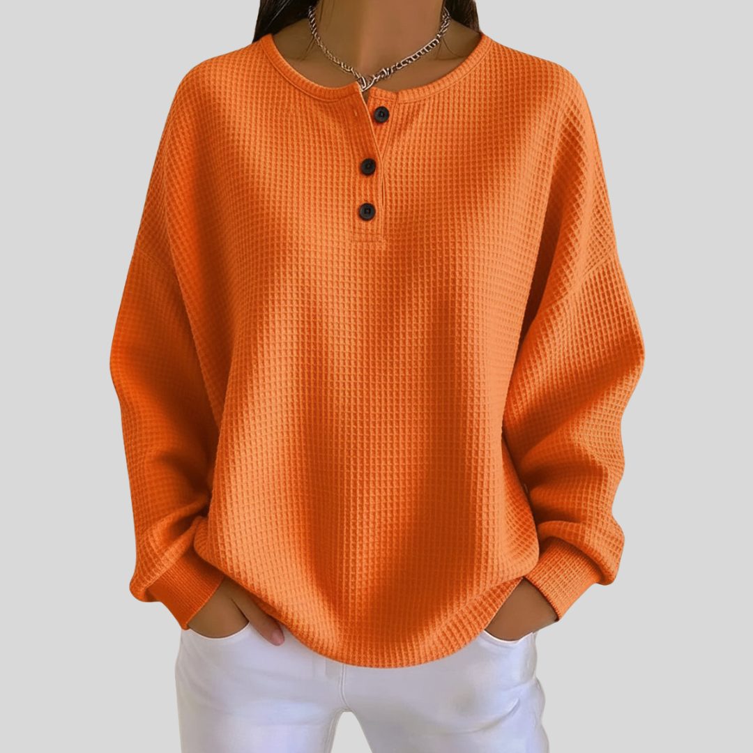 Matill Ribbed Knit Henley Sweatshirt
