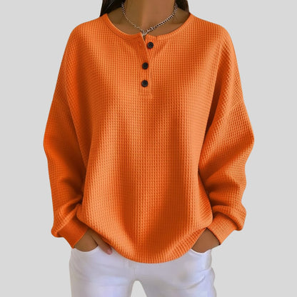 Matill Ribbed Knit Henley Sweatshirt