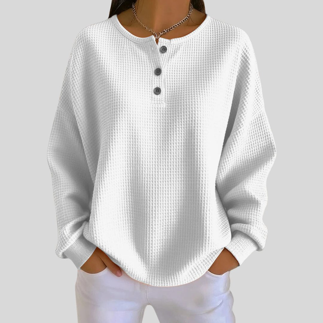 Matill Ribbed Knit Henley Sweatshirt