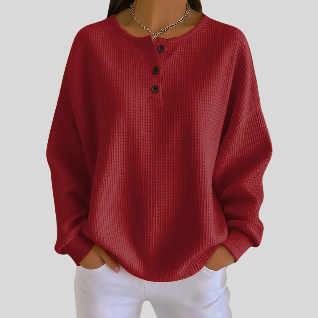 Matill Ribbed Knit Henley Sweatshirt