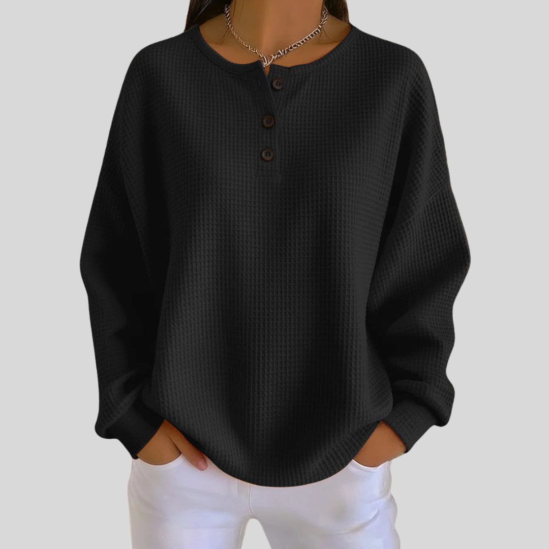 Matill Ribbed Knit Henley Sweatshirt