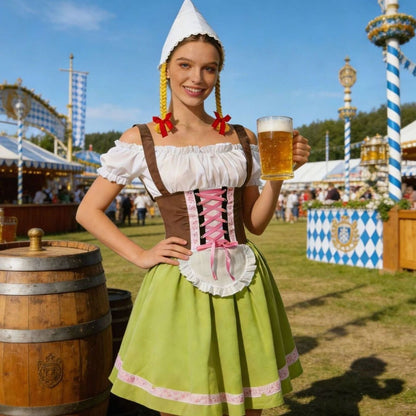 Ingeltrude A-Line Dirndl Dress with Lace-Up Corset