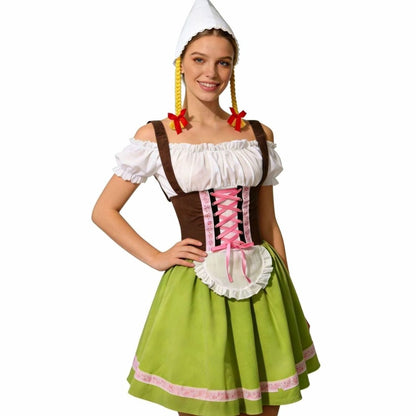 Ingeltrude A-Line Dirndl Dress with Lace-Up Corset