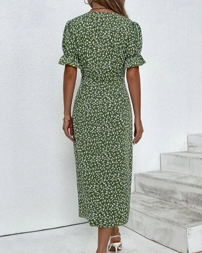 Safiya Floral Wrap Midi Dress with V-Neck