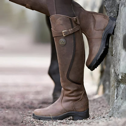 Ansgarde Knee-High Riding Boots with Buckle Strap