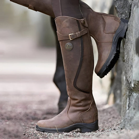 Ansgarde Knee-High Riding Boots with Buckle Strap