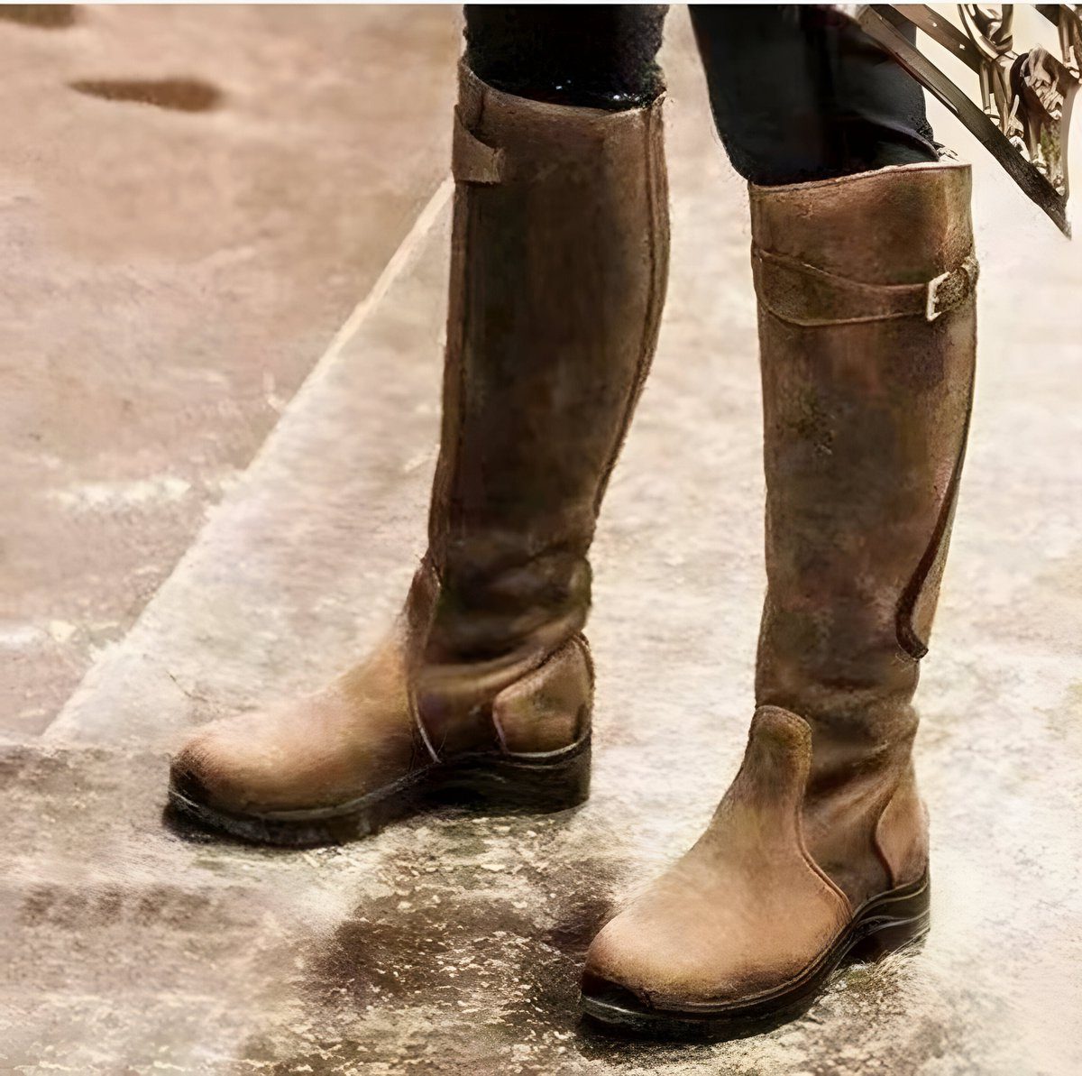 Ansgarde Knee-High Riding Boots with Buckle Strap