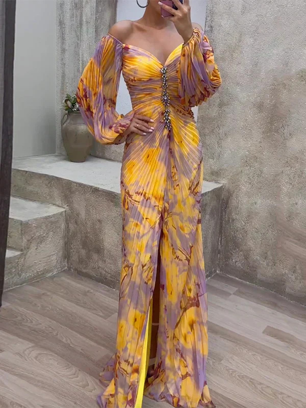 Yeranuhi Wedding Guest Off-Shoulder Maxi Dress