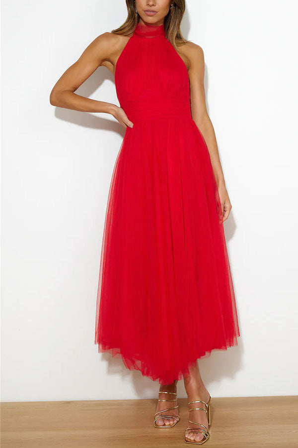 Zampia Tulle Halterneck A-Line Midi Dress