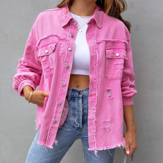 Mabilia Distressed Oversized Denim Jacket