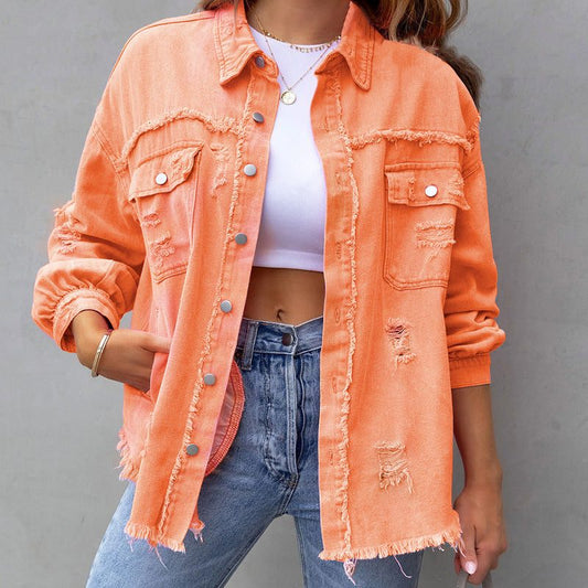 Mabilia Distressed Oversized Denim Jacket