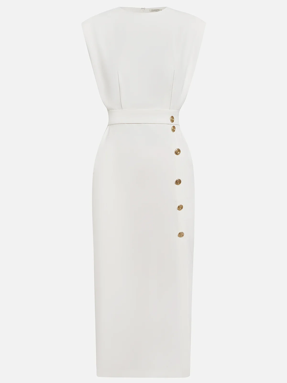 Makeda Sleeveless Midi Dress with Button Front