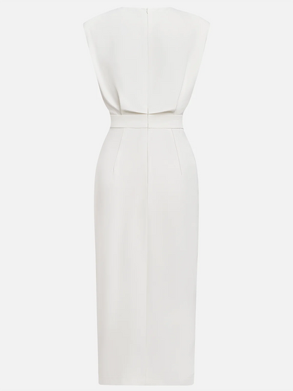 Makeda Sleeveless Midi Dress with Button Front