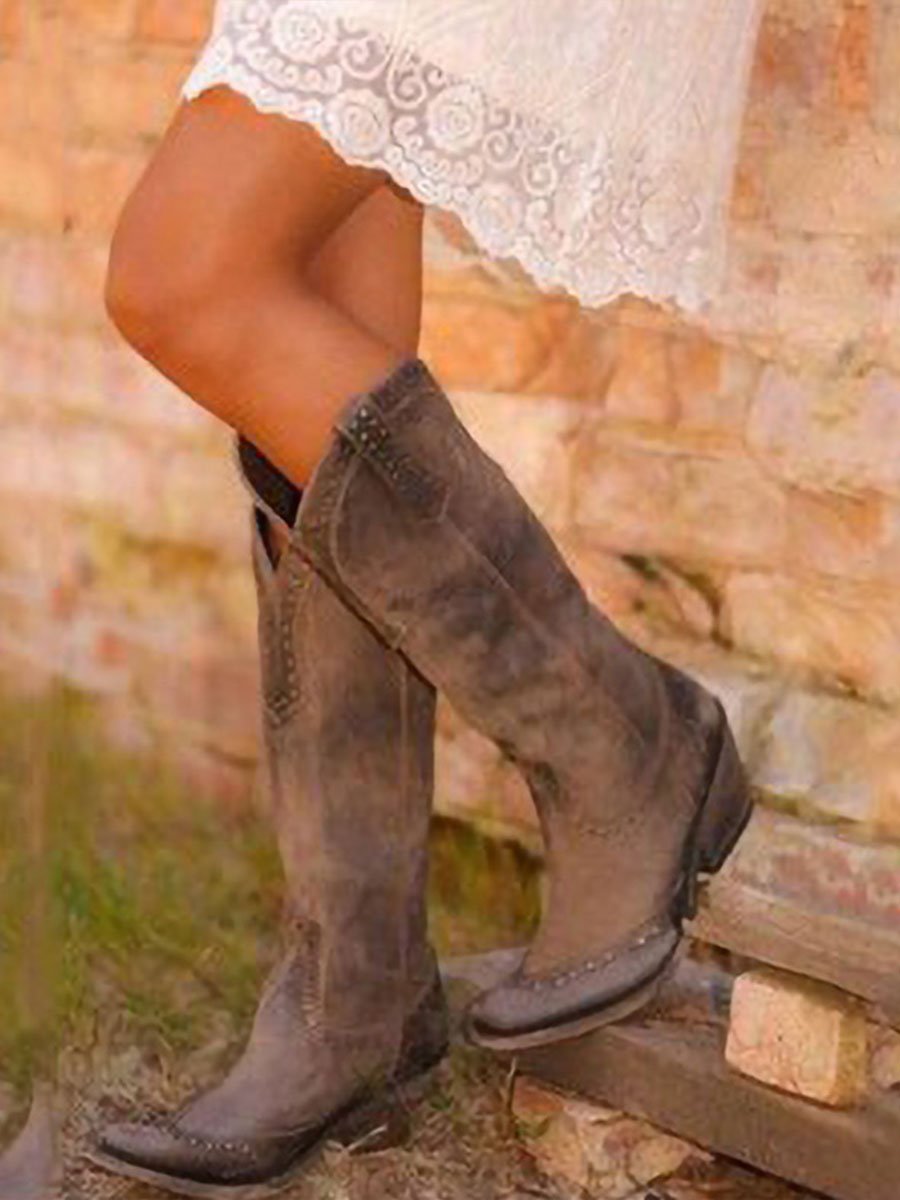 Doireann Studded Knee-High Cowboy Boots