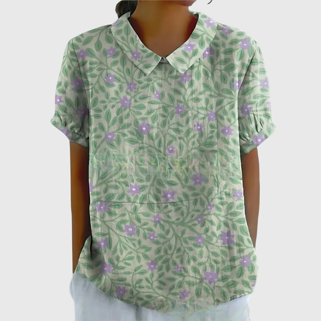 Jenna | V-Neck Short Sleeve Floral Blouse for Women
