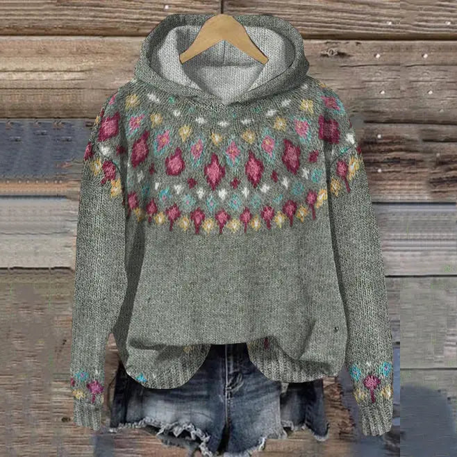 Clodesinde Oversized Fair Isle Hoodie Sweater