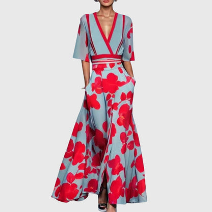 Oriana Wrap Maxi Dress with V-Neck
