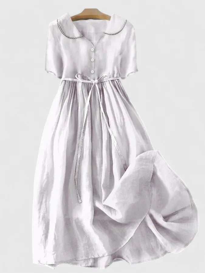 Joieuse Short Sleeve Peter Pan Collar Midi Dress