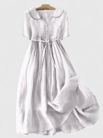 Joieuse Short Sleeve Peter Pan Collar Midi Dress