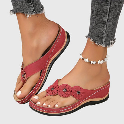 Huguette Flower Embellished Thong Sandals