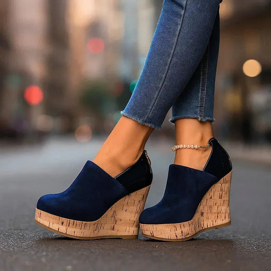 Nynke Platform Wedge Ankle Booties