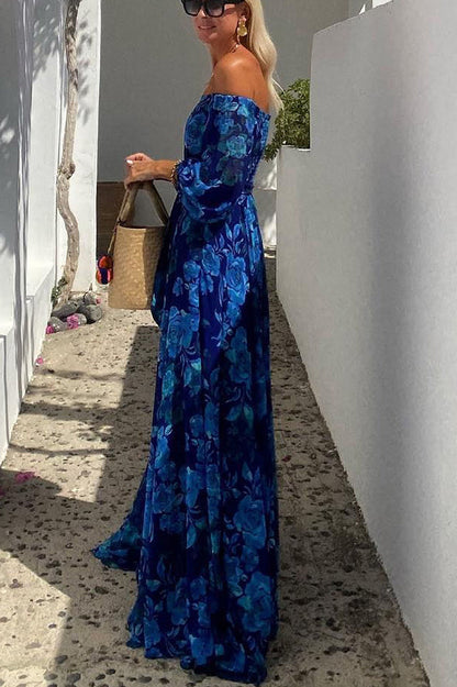 Anoush Floral Wedding Guest Off-Shoulder Maxi Dress