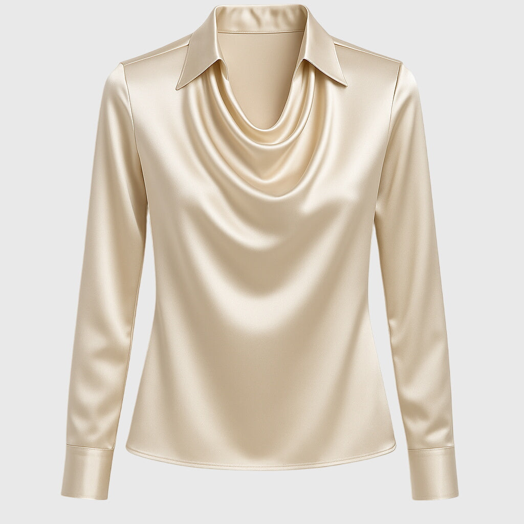 Zemyna Blouse with Cowl Neck and Long Sleeves