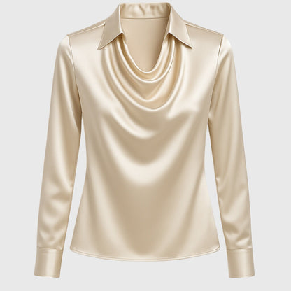 Zemyna Blouse with Cowl Neck and Long Sleeves