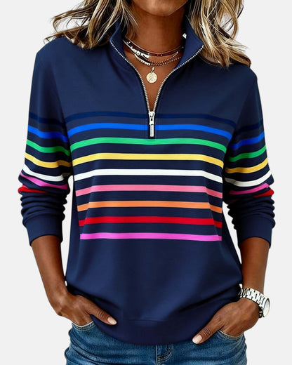Thordis Striped Half-Zip Sweatshirt