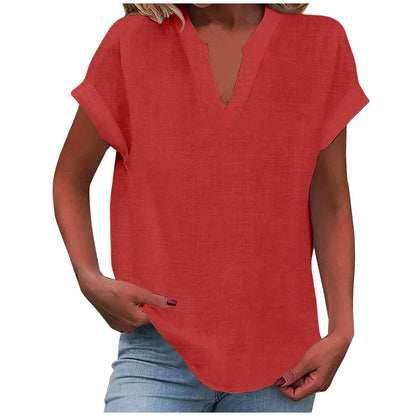 Malika Blouse with V-Neck and Short Sleeves