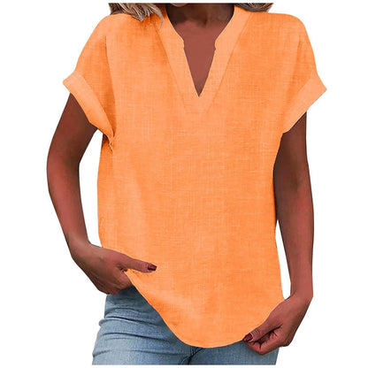 Malika Blouse with V-Neck and Short Sleeves
