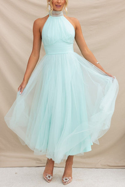 Zampia Tulle Halterneck A-Line Midi Dress