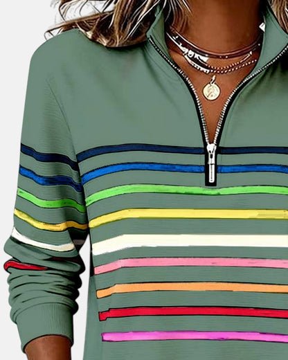 Thordis Striped Half-Zip Sweatshirt